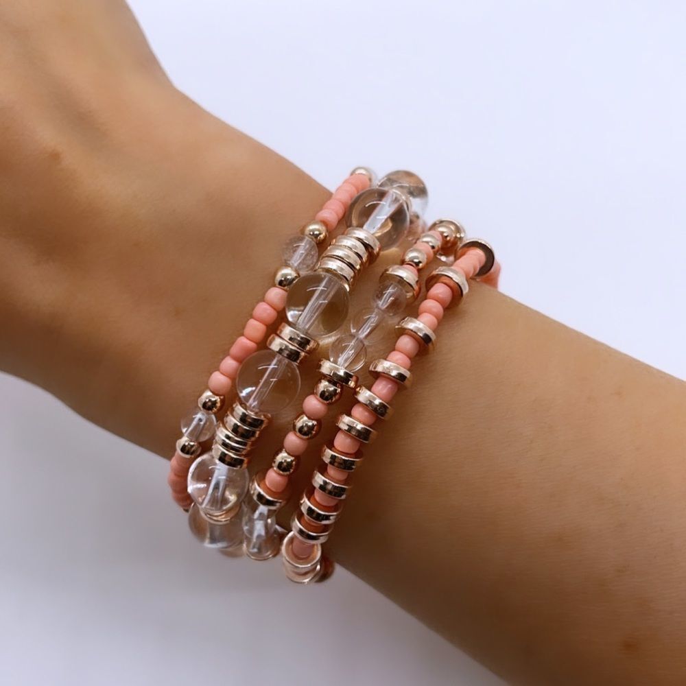 NWT Wool + Pepper Co. Rose Gold Bracelet Stack (4)